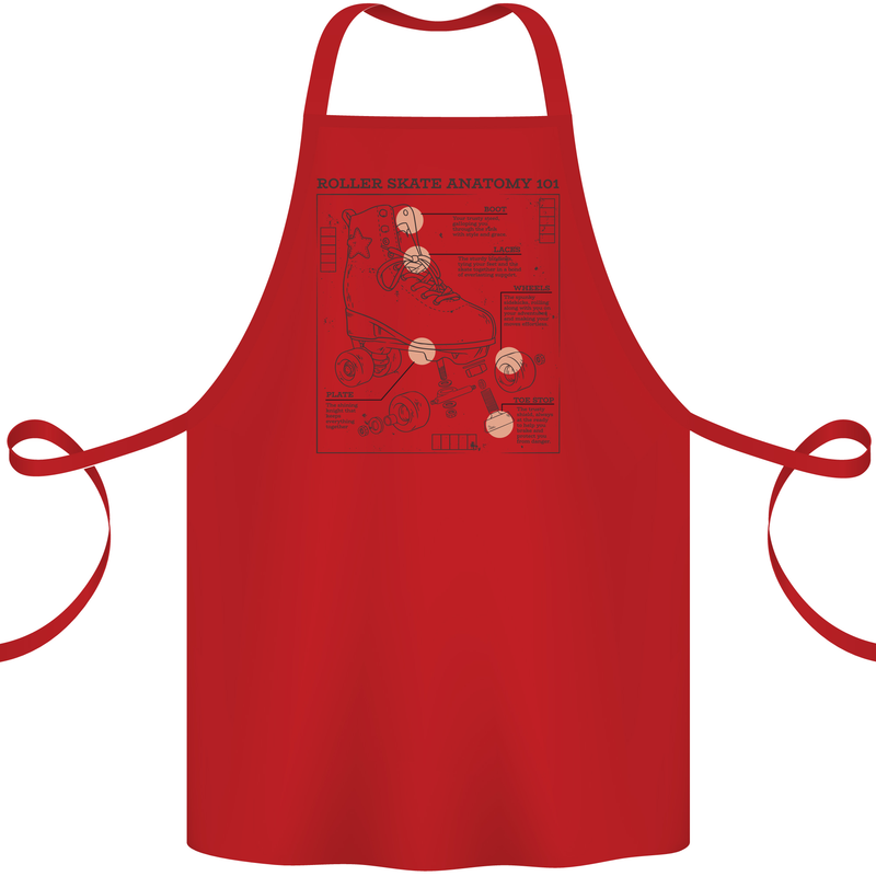Roller Skating Boot Blueprint Cotton Apron 100% Organic Red