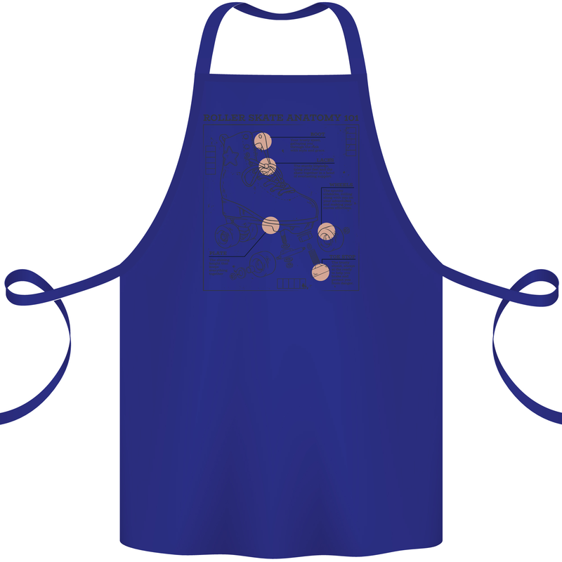 Roller Skating Boot Blueprint Cotton Apron 100% Organic Royal Blue