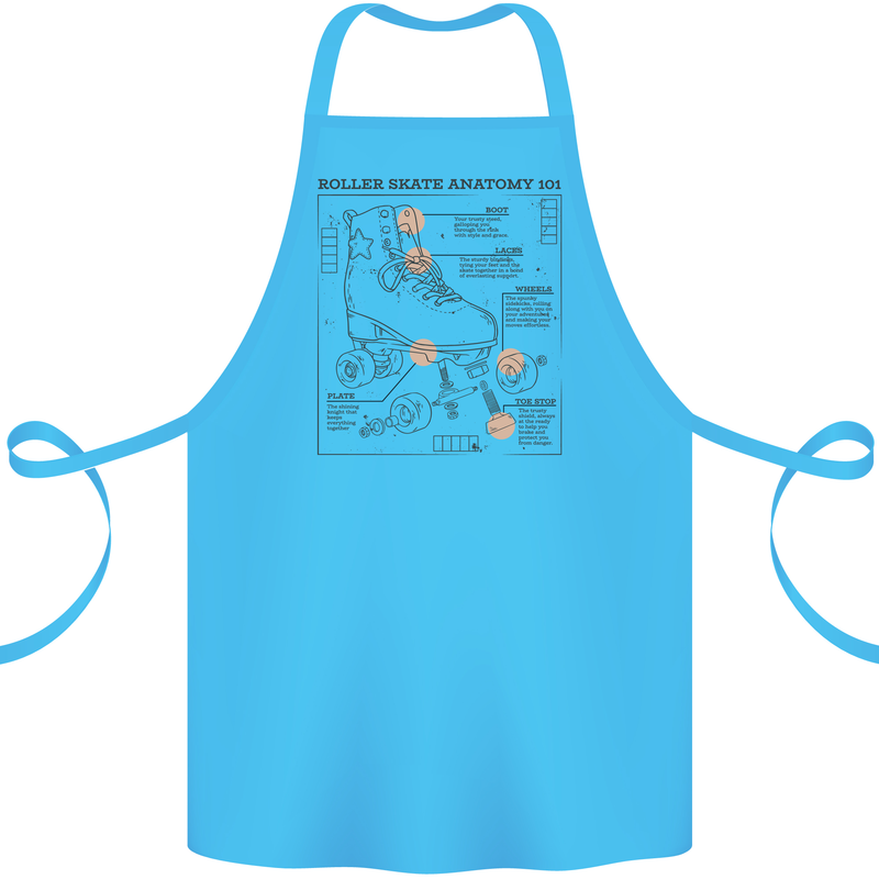 Roller Skating Boot Blueprint Cotton Apron 100% Organic Turquoise