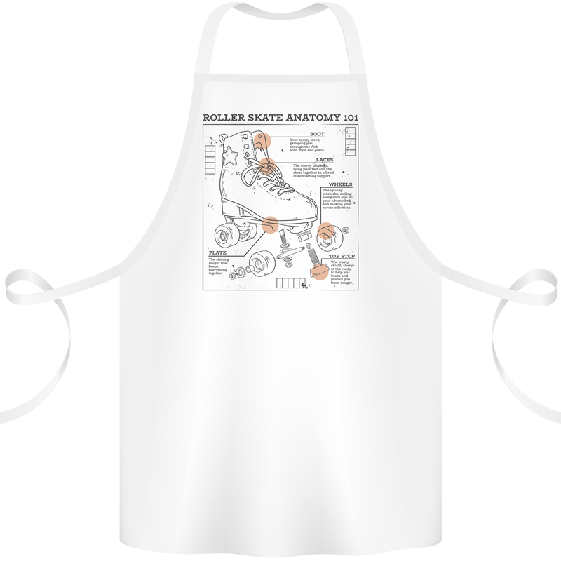 Roller Skating Boot Blueprint Cotton Apron 100% Organic White
