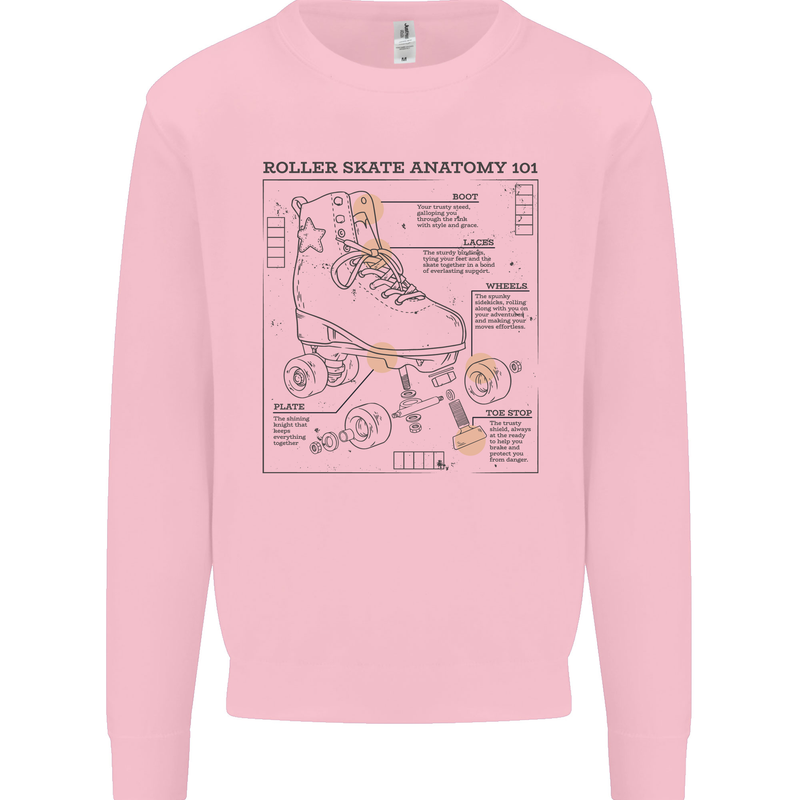 Roller Skating Boot Blueprint Kids Sweatshirt Jumper Light Pink