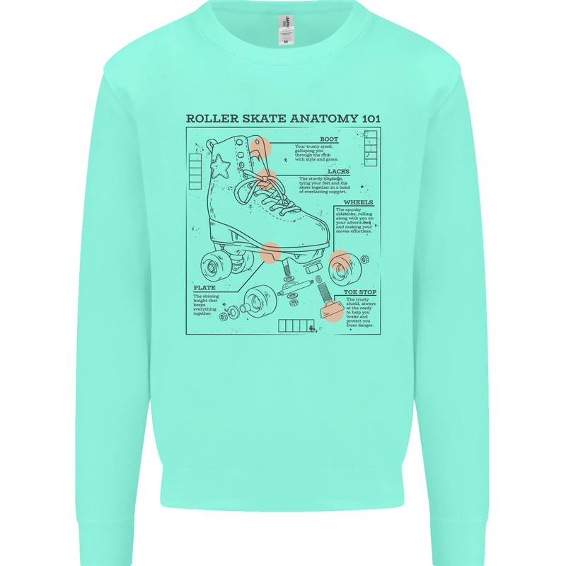 Roller Skating Boot Blueprint Kids Sweatshirt Jumper Peppermint