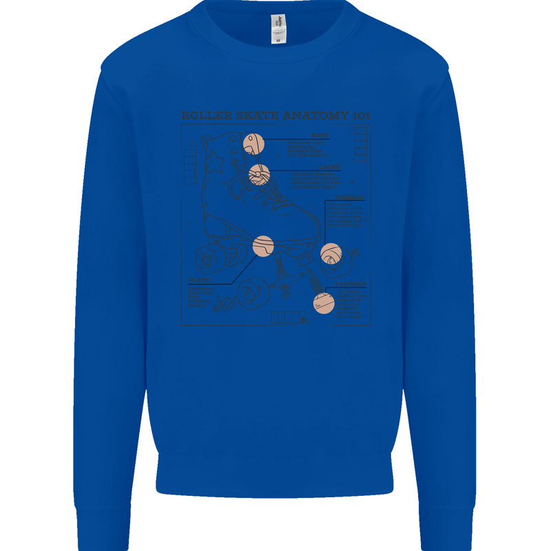 Roller Skating Boot Blueprint Kids Sweatshirt Jumper Royal Blue