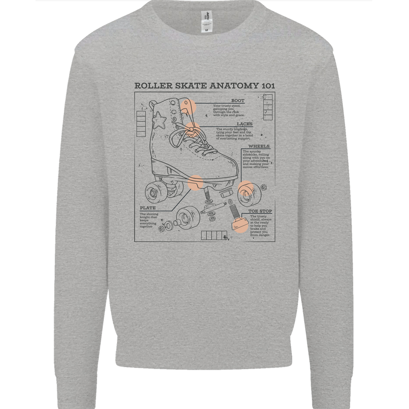 Roller Skating Boot Blueprint Kids Sweatshirt Jumper Sports Grey