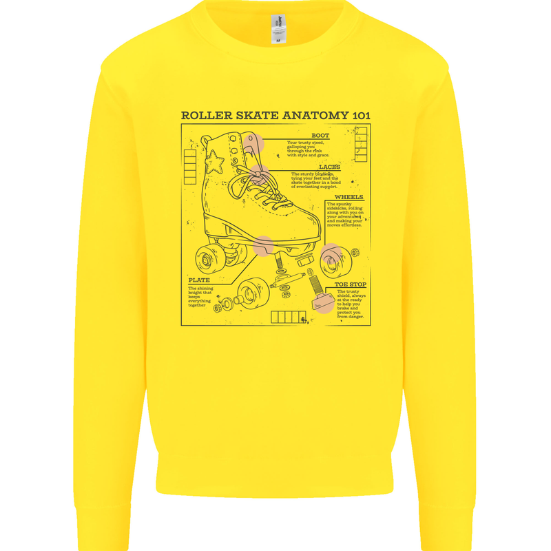 Roller Skating Boot Blueprint Kids Sweatshirt Jumper Yellow