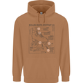 Roller Skating Boot Blueprint Mens 80% Cotton Hoodie Caramel Latte