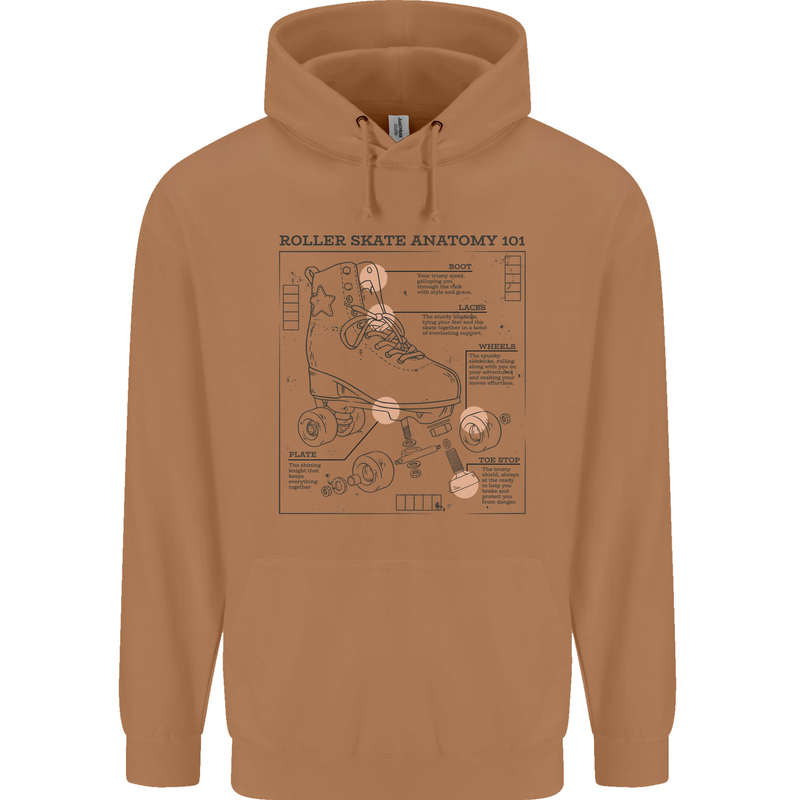 Roller Skating Boot Blueprint Mens 80% Cotton Hoodie Caramel Latte