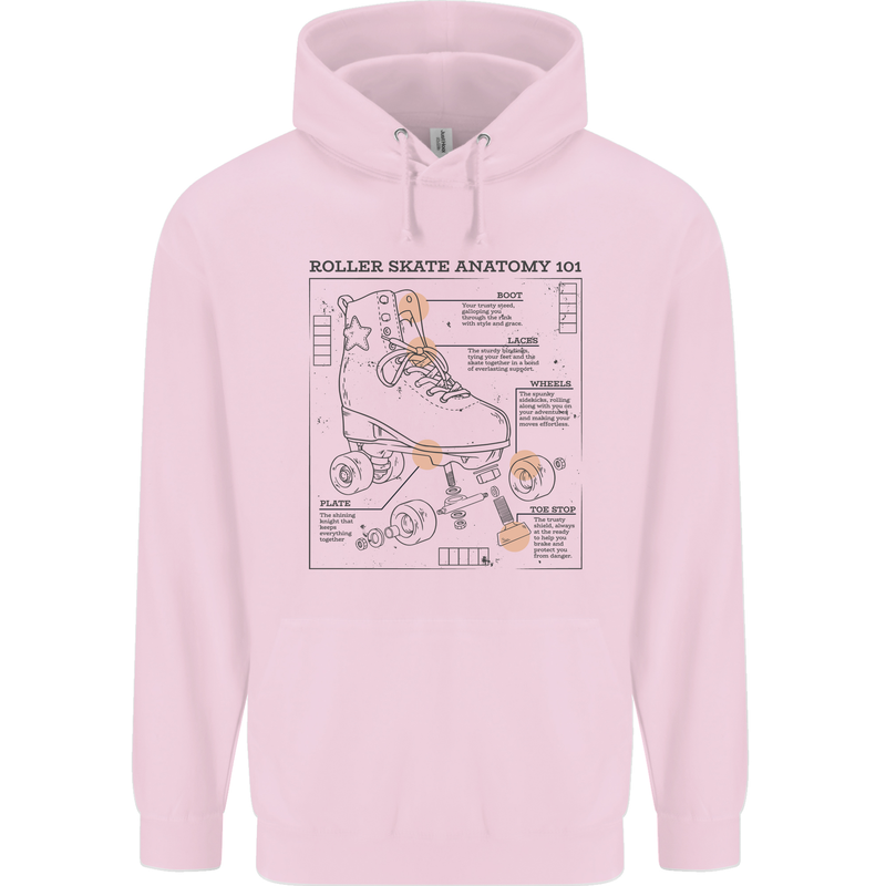 Roller Skating Boot Blueprint Mens 80% Cotton Hoodie Light Pink