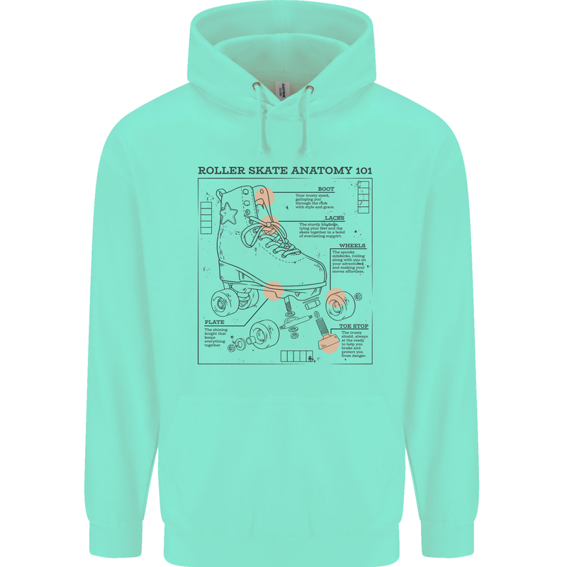 Roller Skating Boot Blueprint Mens 80% Cotton Hoodie Peppermint