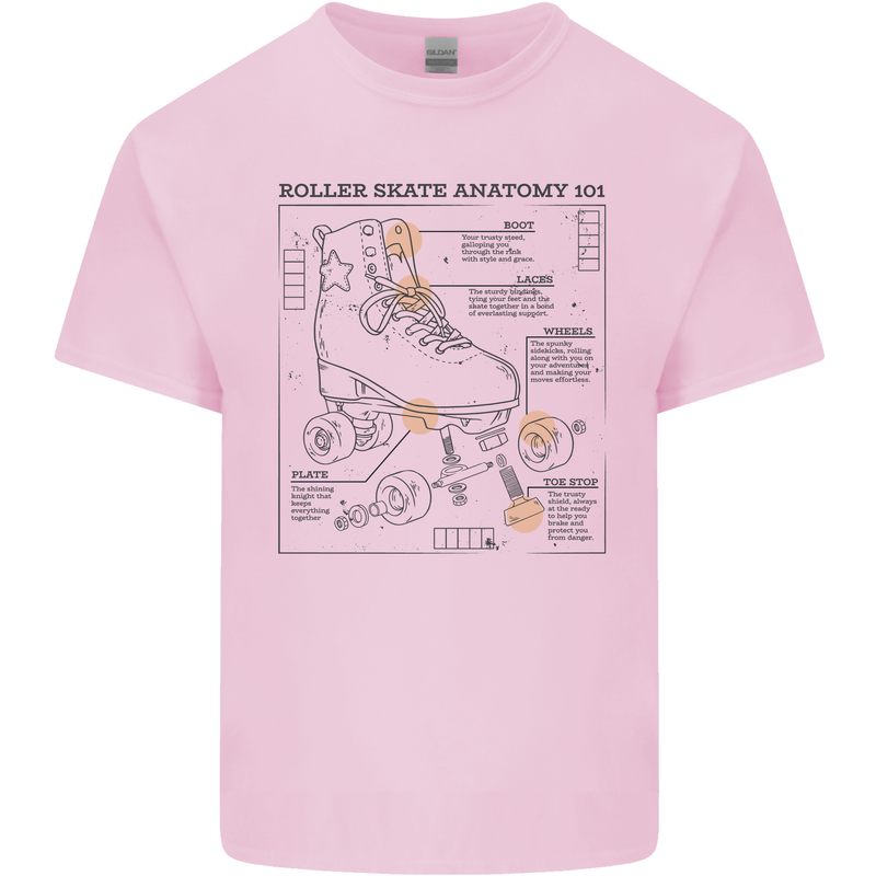 Roller Skating Boot Blueprint Mens Cotton T-Shirt Tee Top Light Pink