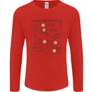 Roller Skating Boot Blueprint Mens Long Sleeve T-Shirt Red