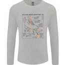 Roller Skating Boot Blueprint Mens Long Sleeve T-Shirt Sports Grey