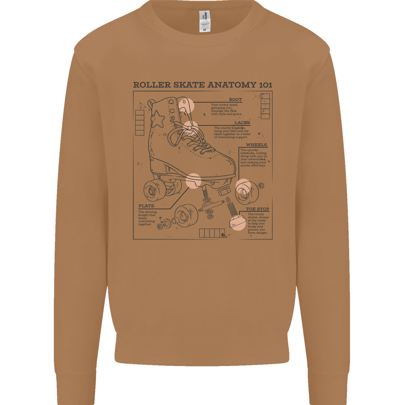 Roller Skating Boot Blueprint Mens Sweatshirt Jumper Caramel Latte