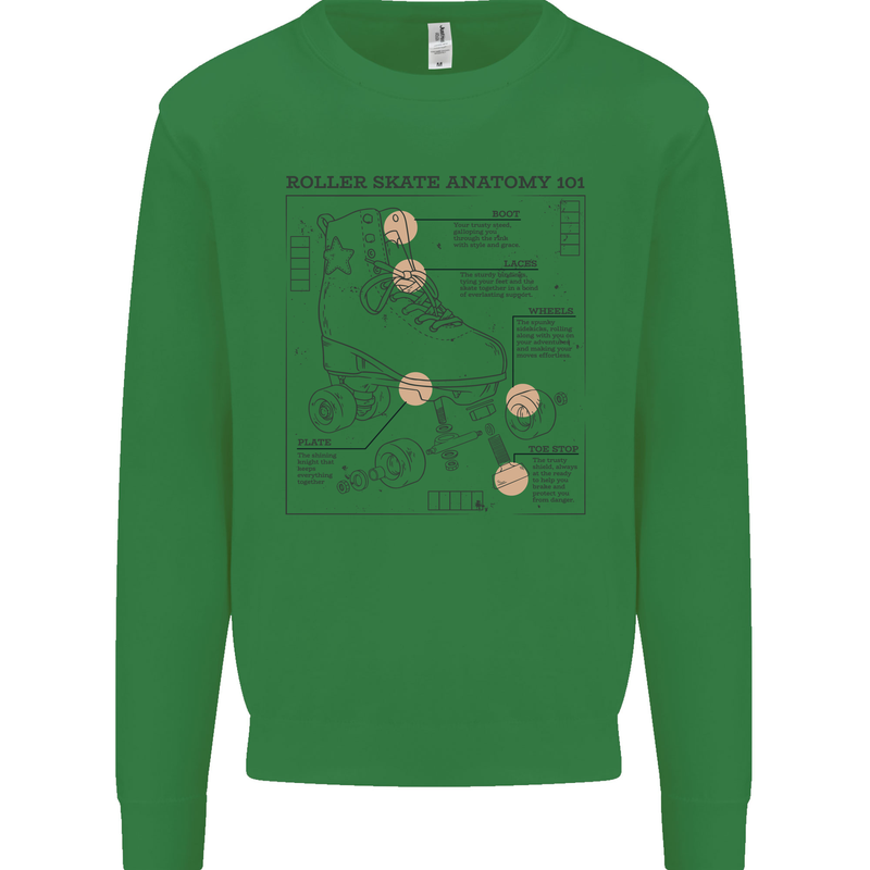 Roller Skating Boot Blueprint Mens Sweatshirt Jumper Irish Green