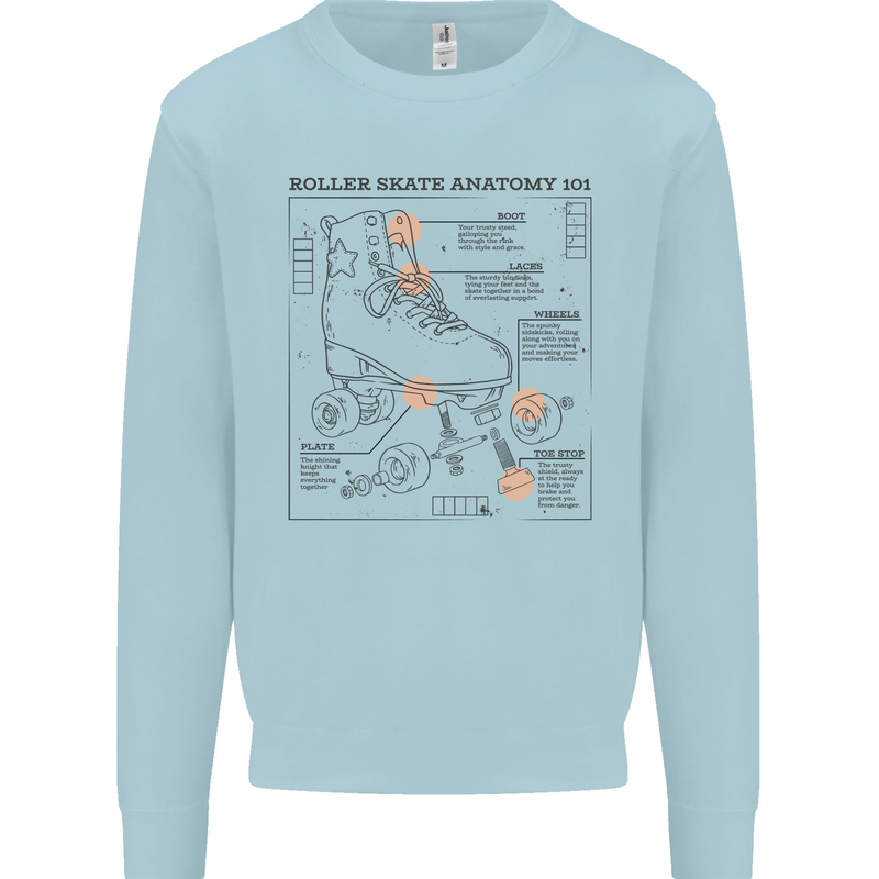 Roller Skating Boot Blueprint Mens Sweatshirt Jumper Light Blue