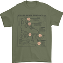 Roller Skating Boot Blueprint Mens T-Shirt 100% Cotton Military Green