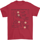 Roller Skating Boot Blueprint Mens T-Shirt 100% Cotton Red