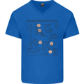 Roller Skating Boot Blueprint Mens V-Neck Cotton T-Shirt Royal Blue