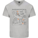 Roller Skating Boot Blueprint Mens V-Neck Cotton T-Shirt Sports Grey