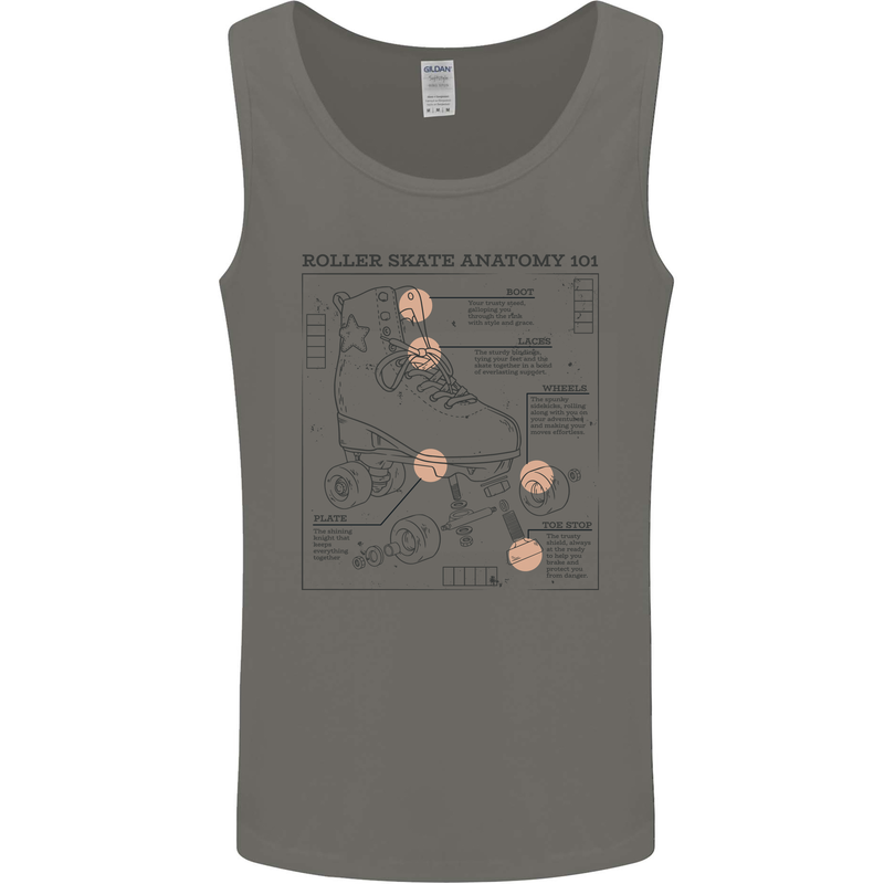 Roller Skating Boot Blueprint Mens Vest Tank Top Charcoal