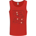 Roller Skating Boot Blueprint Mens Vest Tank Top Red