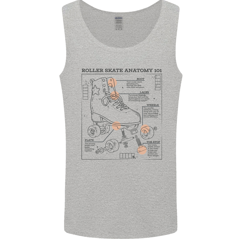 Roller Skating Boot Blueprint Mens Vest Tank Top Sports Grey