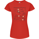 Roller Skating Boot Blueprint Womens Petite Cut T-Shirt Red
