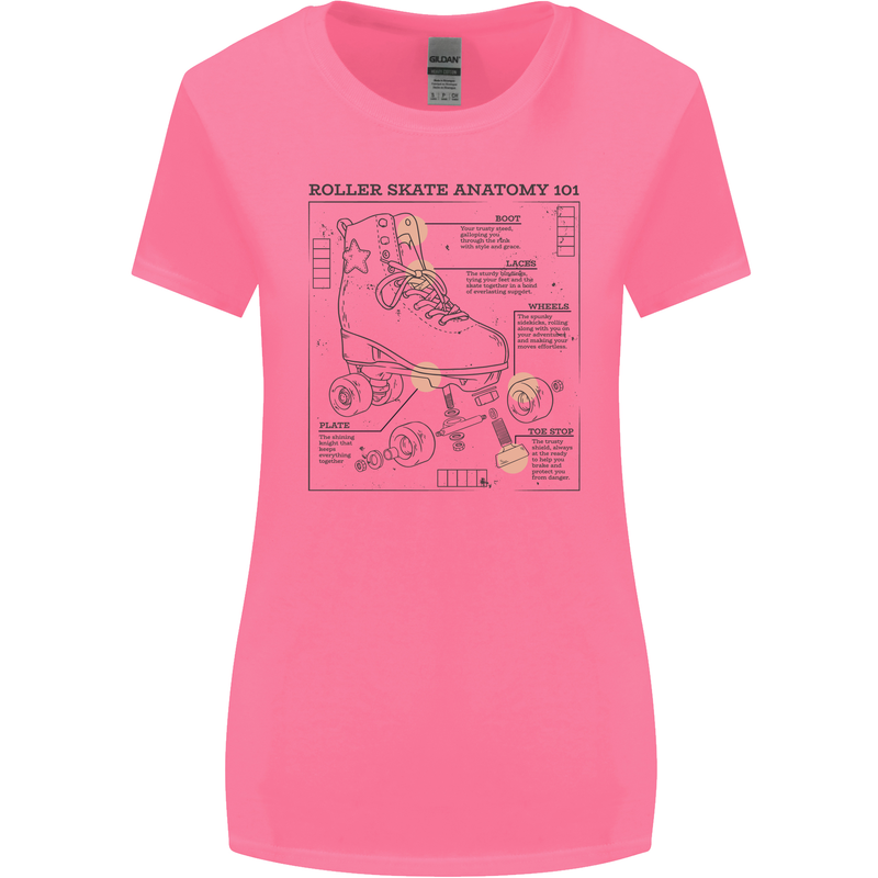 Roller Skating Boot Blueprint Womens Wider Cut T-Shirt Azalea
