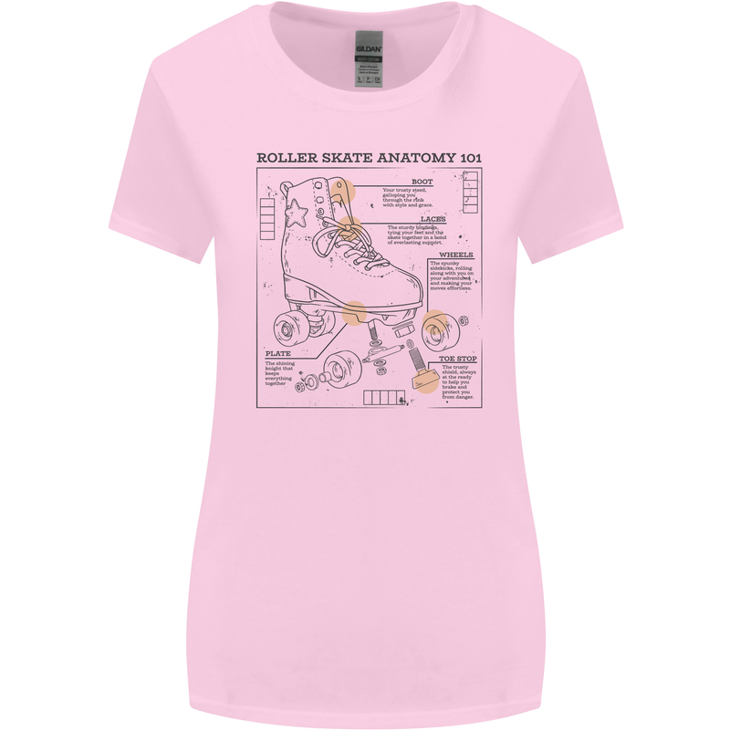 Roller Skating Boot Blueprint Womens Wider Cut T-Shirt Light Pink