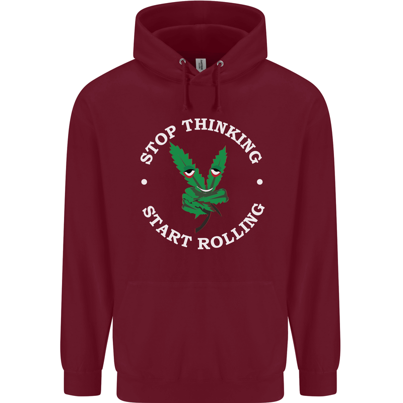 Rolling Funny Bong Weed Cannabis Drugs Mens 80% Cotton Hoodie Maroon