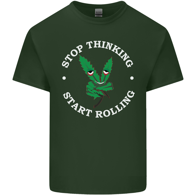 Rolling Funny Bong Weed Cannabis Drugs Mens Cotton T-Shirt Tee Top Forest Green