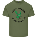Rolling Funny Bong Weed Cannabis Drugs Mens Cotton T-Shirt Tee Top Military Green