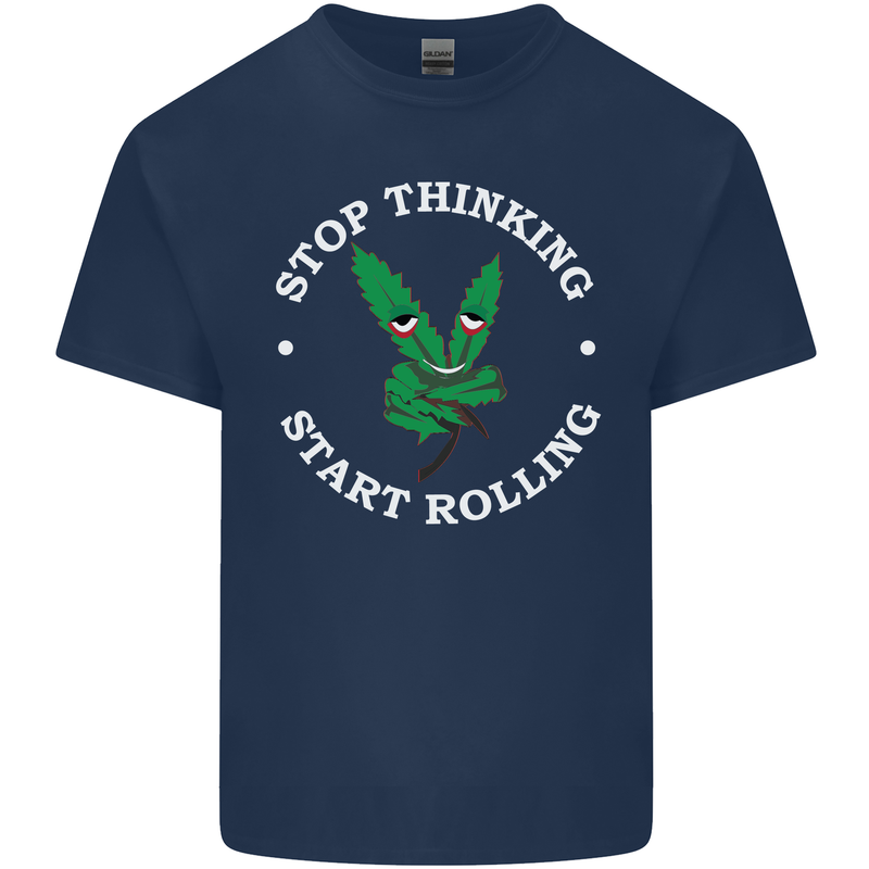 Rolling Funny Bong Weed Cannabis Drugs Mens Cotton T-Shirt Tee Top Navy Blue
