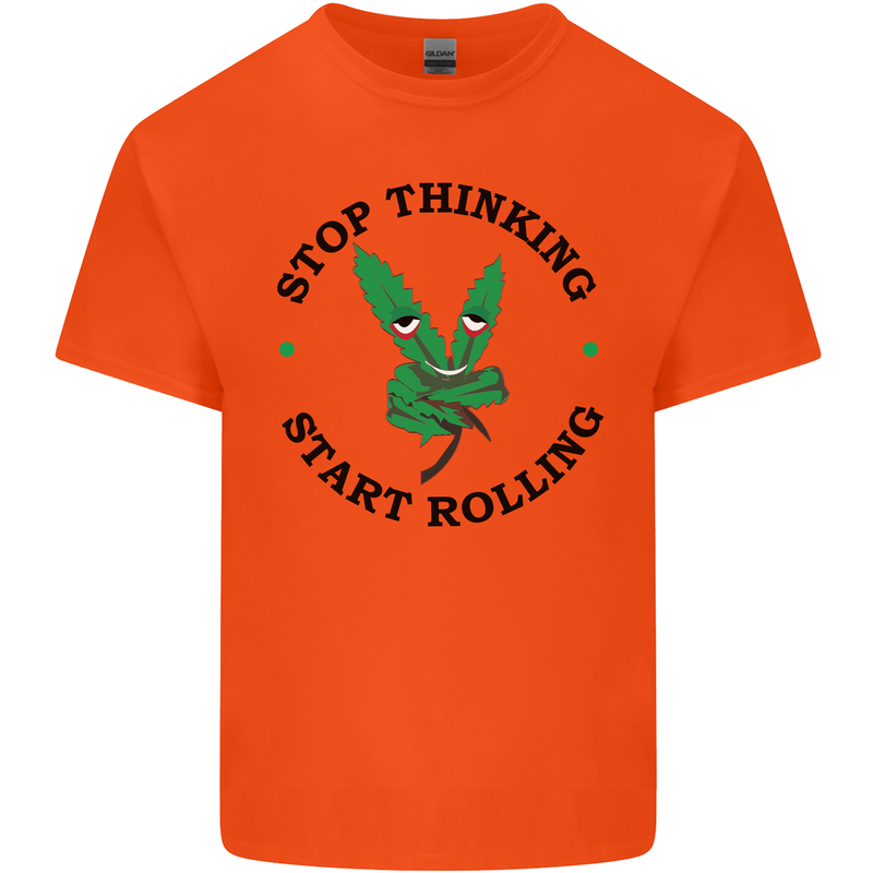 Rolling Funny Bong Weed Cannabis Drugs Mens Cotton T-Shirt Tee Top Orange