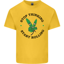 Rolling Funny Bong Weed Cannabis Drugs Mens Cotton T-Shirt Tee Top Yellow