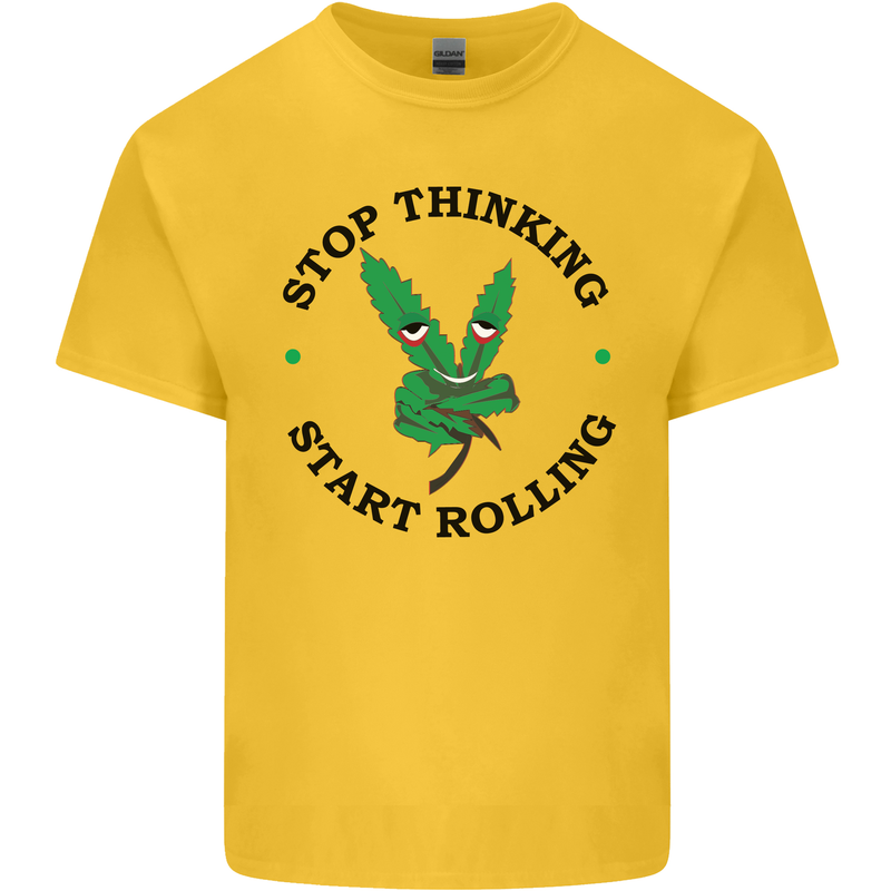 Rolling Funny Bong Weed Cannabis Drugs Mens Cotton T-Shirt Tee Top Yellow