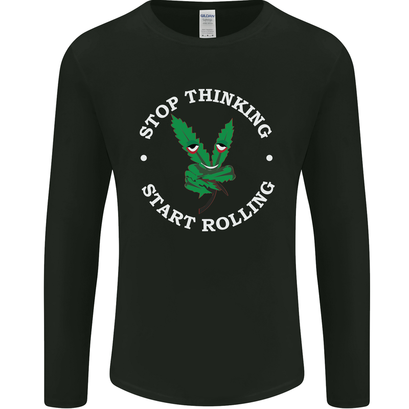 Rolling Funny Bong Weed Cannabis Drugs Mens Long Sleeve T-Shirt Black