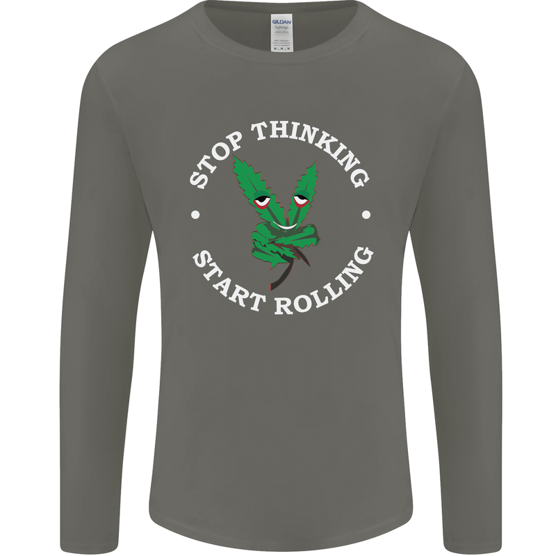 Rolling Funny Bong Weed Cannabis Drugs Mens Long Sleeve T-Shirt Charcoal
