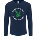 Rolling Funny Bong Weed Cannabis Drugs Mens Long Sleeve T-Shirt Navy Blue