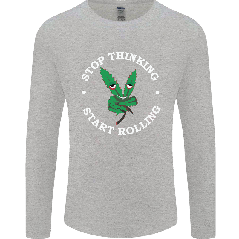 Rolling Funny Bong Weed Cannabis Drugs Mens Long Sleeve T-Shirt Sports Grey