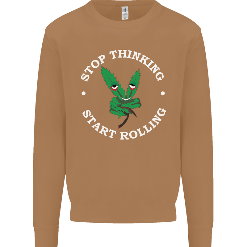 Rolling Funny Bong Weed Cannabis Drugs Mens Sweatshirt Jumper Caramel Latte