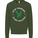 Rolling Funny Bong Weed Cannabis Drugs Mens Sweatshirt Jumper Forest Green