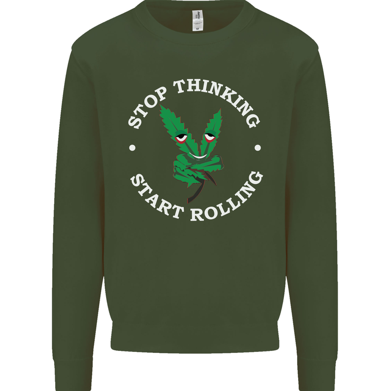 Rolling Funny Bong Weed Cannabis Drugs Mens Sweatshirt Jumper Forest Green