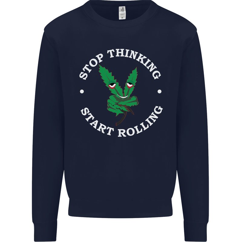 Rolling Funny Bong Weed Cannabis Drugs Mens Sweatshirt Jumper Navy Blue