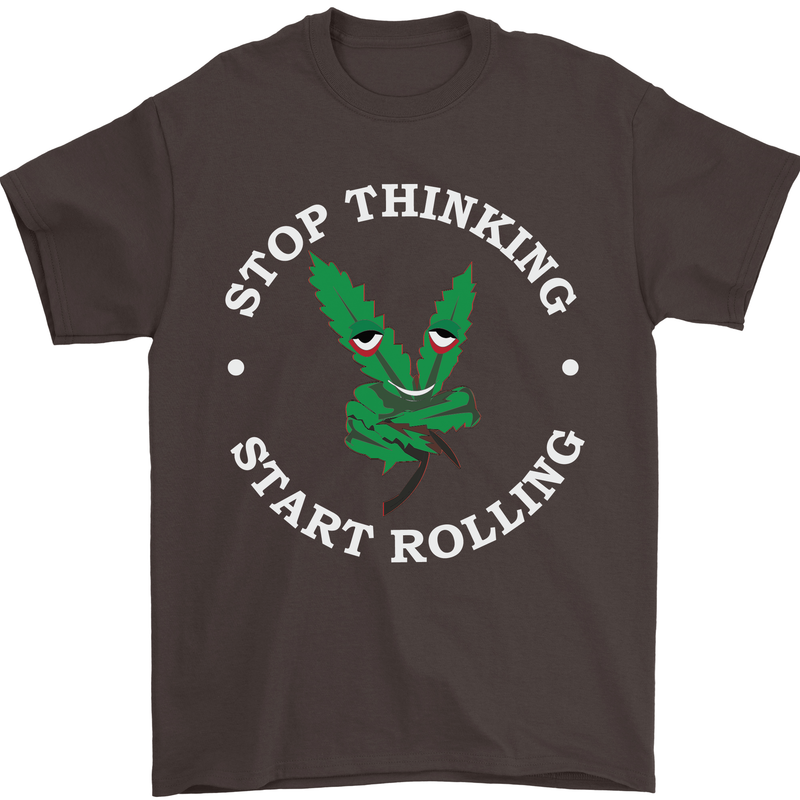 Rolling Funny Bong Weed Cannabis Drugs Mens T-Shirt Cotton Gildan Dark Chocolate