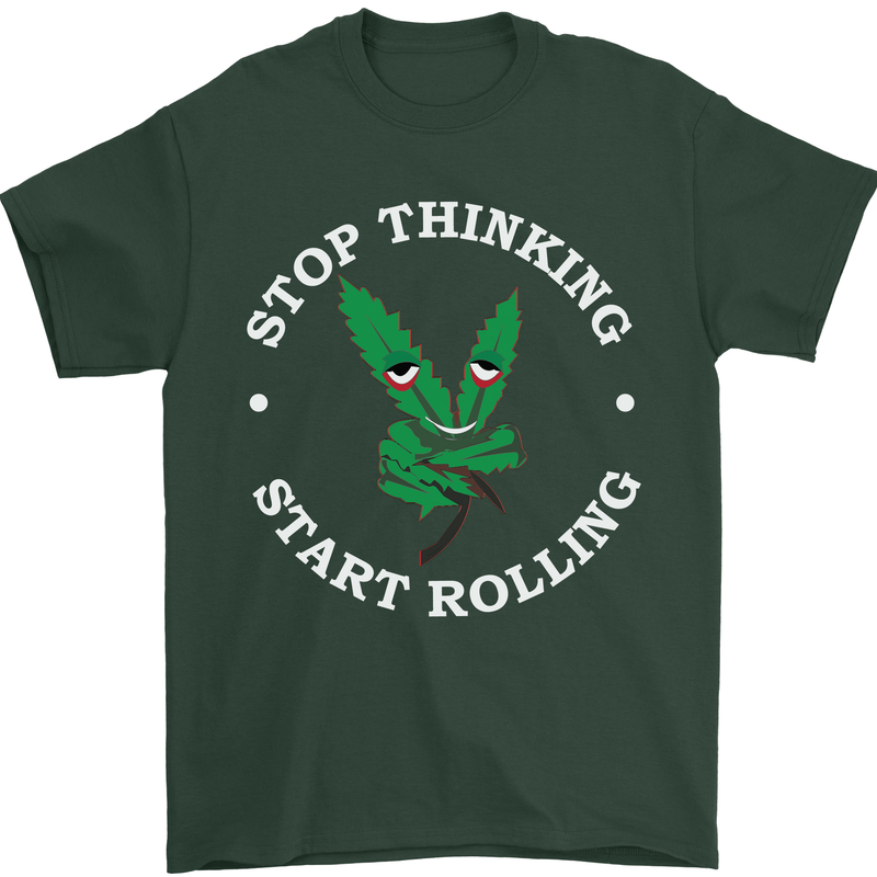 Rolling Funny Bong Weed Cannabis Drugs Mens T-Shirt Cotton Gildan Forest Green