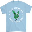 Rolling Funny Bong Weed Cannabis Drugs Mens T-Shirt Cotton Gildan Light Blue