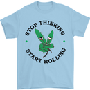 Rolling Funny Bong Weed Cannabis Drugs Mens T-Shirt Cotton Gildan Light Blue