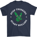 Rolling Funny Bong Weed Cannabis Drugs Mens T-Shirt Cotton Gildan Navy Blue