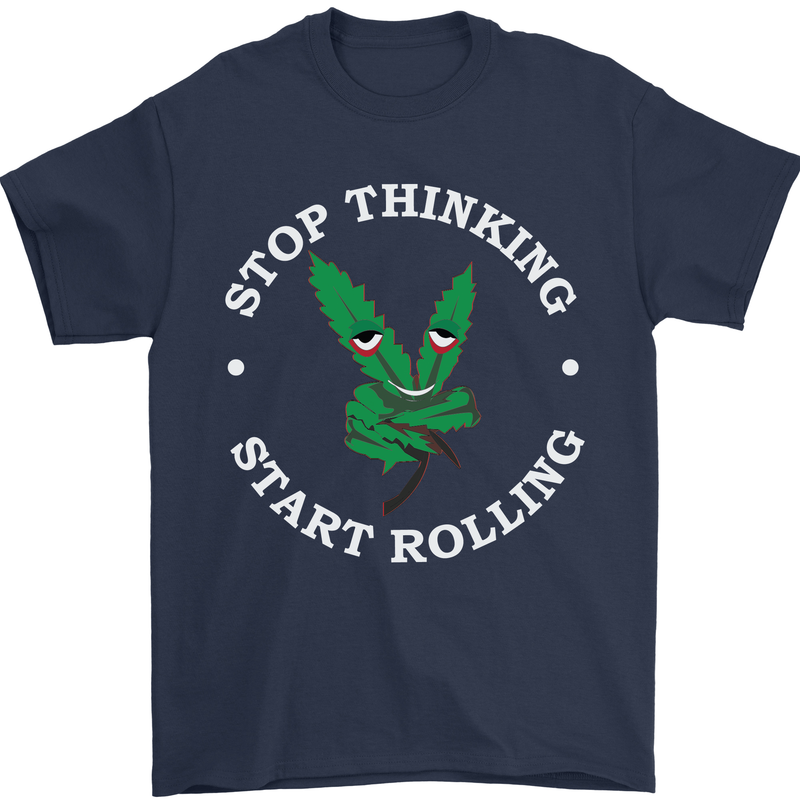 Rolling Funny Bong Weed Cannabis Drugs Mens T-Shirt Cotton Gildan Navy Blue